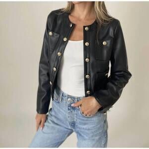 NEW SIX/FIFTY blair faux leather blazer in black